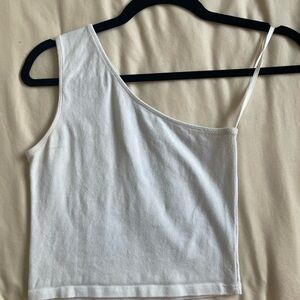 Brandy Melville White Asymmetrical Crop Top
